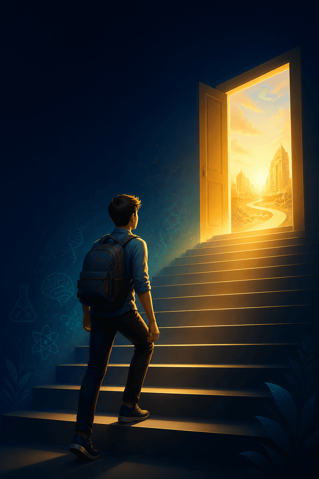 Student stepping toward a bright future